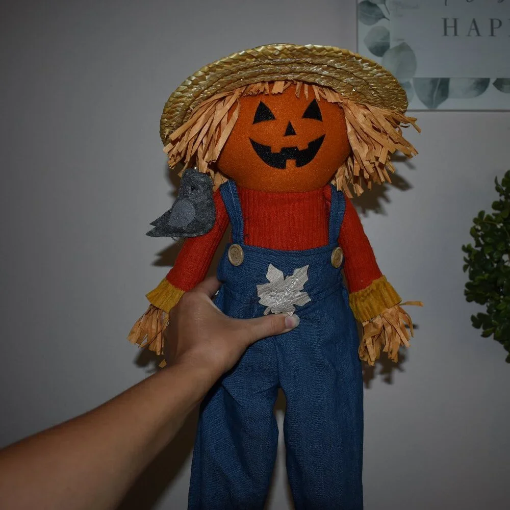 Vintage Jack O Lantern Pumpkin Man Farmer Scarecrow Cottage Farmhouse Fall Decor